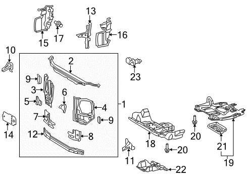 2020 Toyota 4Runner Radiator Support Lower Tie Bar Diagram for 57104-35061