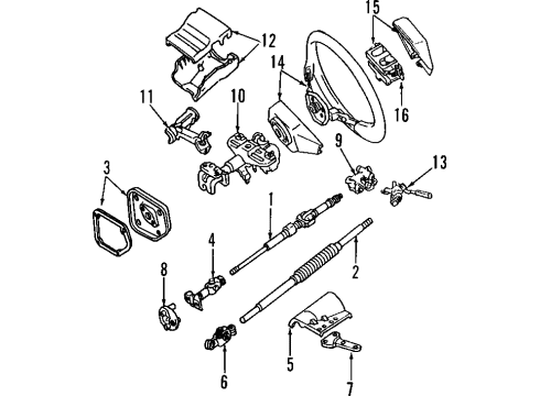 1994 Toyota Land Cruiser Steering Column & Wheel, Steering Gear & Linkage Steering Wheel Diagram for 45100-60170-01