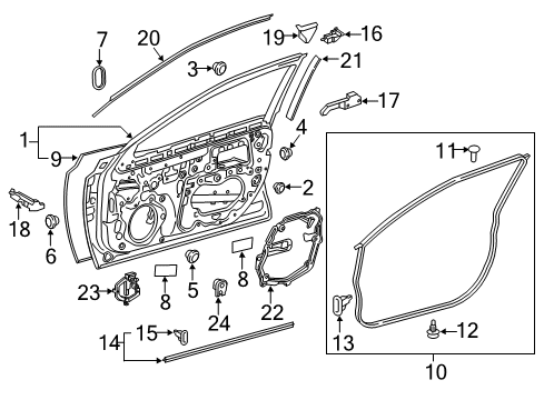 2018 Toyota Camry Front Door Seal To Cowl Clip Diagram for 67867-52030
