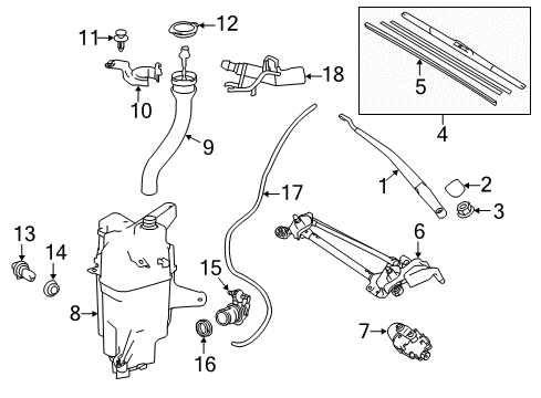 2015 Toyota RAV4 Wiper & Washer Components Rear Motor Diagram for 85130-0R030