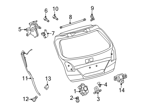 2012 Toyota Venza Lift Gate Lock Assembly Diagram for 69350-0T030
