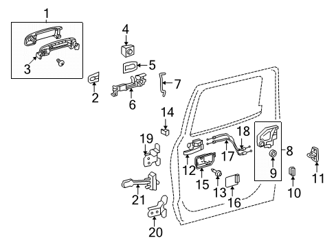 2020 Toyota Sequoia Rear Door - Lock & Hardware Handle, Outside Pad Diagram for 69241-0C010