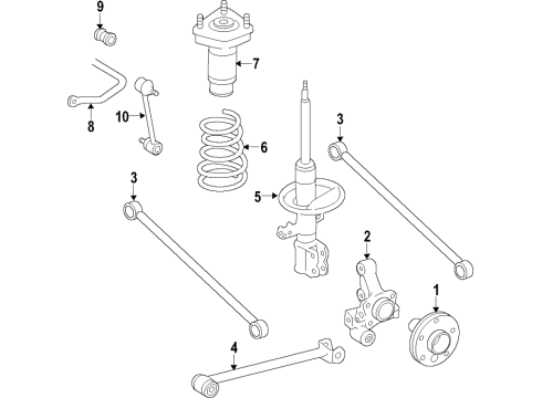 1998 Toyota Corolla Rear Suspension Components, Stabilizer Bar Strut Diagram for 48530-A9060