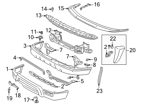 2000 Toyota 4Runner Front Bumper Protector Diagram for 53923-35010-B1
