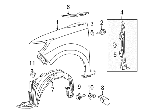 2008 Scion xB Fender & Components Fender Diagram for 53811-12B31