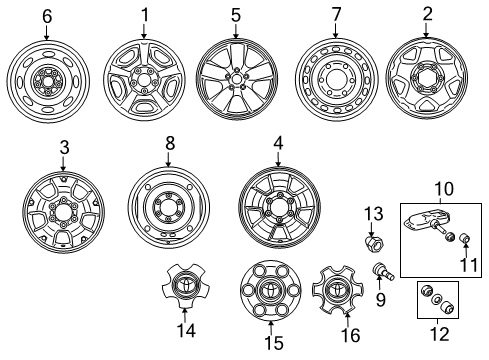 2009 Toyota Tacoma Wheels, Covers & Trim Wheel, Spare Diagram for 42601-AD010