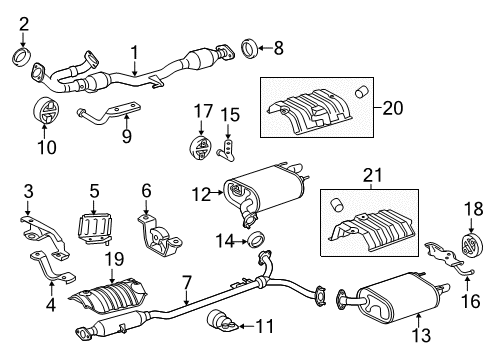 2013 Toyota Avalon Exhaust Components Rear Muffler Diagram for 17440-0P080