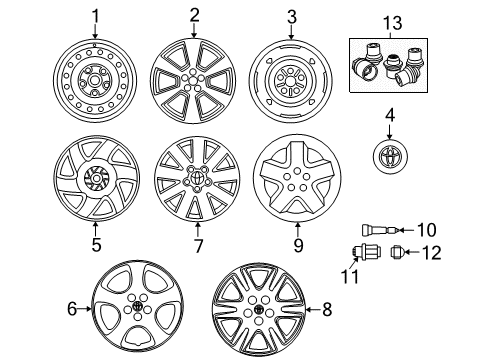 2007 Toyota Corolla Wheels Wheel Cover Diagram for 42621-AB070