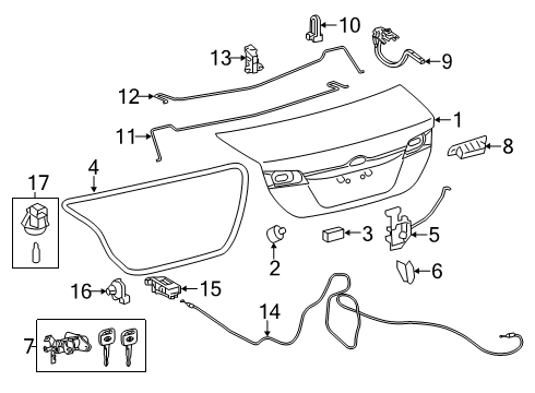 2013 Toyota Camry Trunk Lid Lock Assembly Diagram for 64600-06041