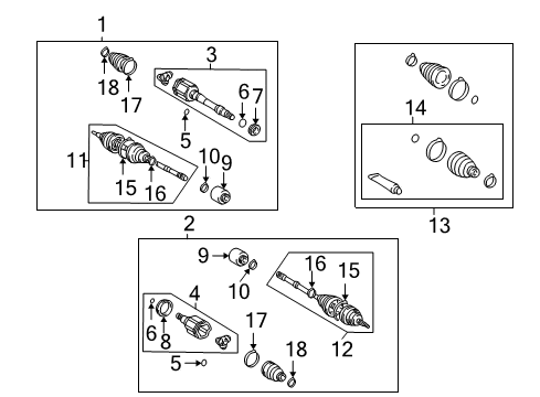 2006 Toyota Highlander Drive Axles - Front Boot Kit Diagram for 04427-42050