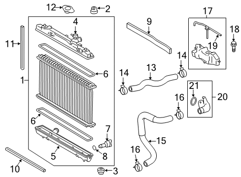 2015 Lexus ES300h Radiator & Components Water Inlet Seal Diagram for 16325-36010