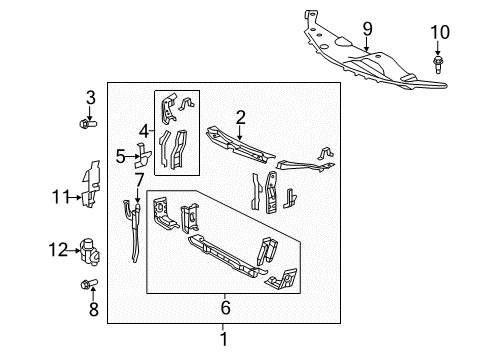 2014 Toyota Camry Radiator Support Upper Support Diagram for 53203-06170