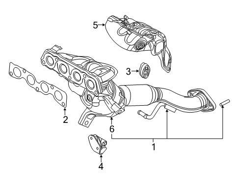2018 Toyota Yaris iA Exhaust Manifold Manifold With Converter Gasket Diagram for 17173-WB001