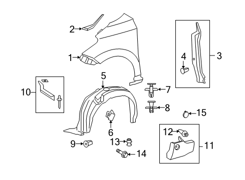 2014 Scion xD Fender & Components, Exterior Trim Lower Molding Clip Diagram for 75868-AA020