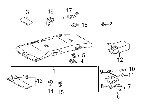 2001 Toyota Sienna Interior Trim - Roof Sunvisor Diagram for 74310-08011-B0