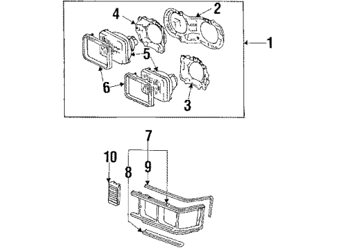 1988 Toyota Van Headlamps Headlamp Assembly Diagram for 81110-28051