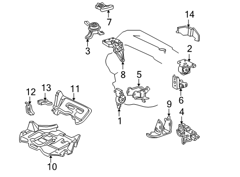 2005 Toyota MR2 Spyder Engine & Trans Mounting Under Cover Diagram for 51405-17030