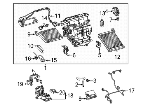2020 Toyota Mirai A/C Evaporator & Heater Components Auxiliary Heater Diagram for 87710-42020