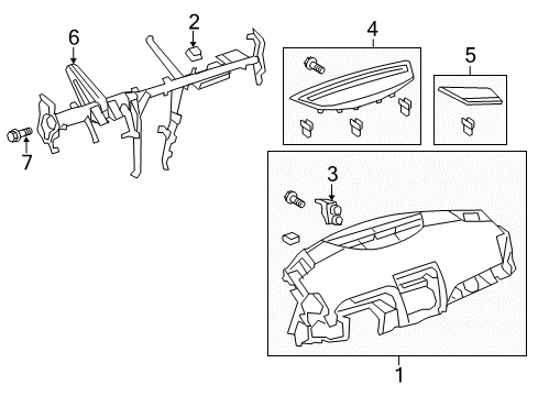 2008 Toyota Camry Cluster & Switches, Instrument Panel Defroster Trim Diagram for 55981-06040-E0