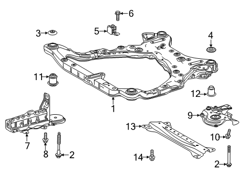 2019 Toyota Avalon Suspension Mounting - Front Rear Bracket Diagram for 51024-06050