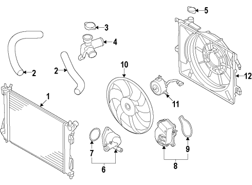 2014 Toyota Prius C Cooling System, Radiator, Water Pump, Cooling Fan Fan Blade Diagram for 16361-21120