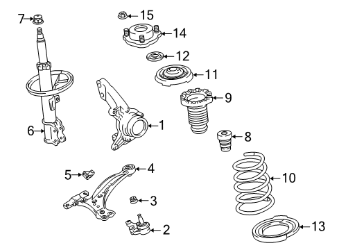 2002 Lexus RX300 Front Suspension Components, Lower Control Arm, Stabilizer Bar Lower Ball Joint Nut Diagram for 90179-17001