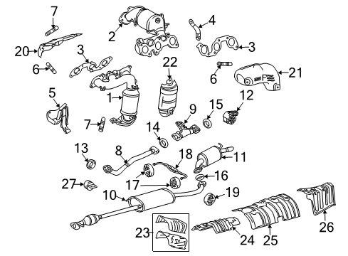 2009 Toyota Highlander Exhaust Components, Exhaust Manifold Exhaust Manifold Diagram for 17150-31270