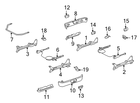 2001 Toyota Camry Tracks & Components Hinge Cover Diagram for 71831-AA010