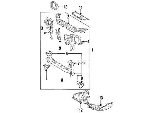 1997 Toyota Paseo Radiator Support Member Sub-Assy, Front Cross Diagram for 57104-16071