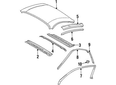 1997 Toyota Supra Roof & Components, Exterior Trim Front Molding Diagram for 75551-14150