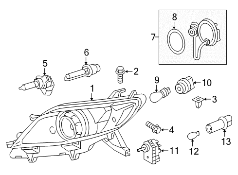 2015 Toyota Sienna Headlamps Lens & Housing Diagram for 81145-08070