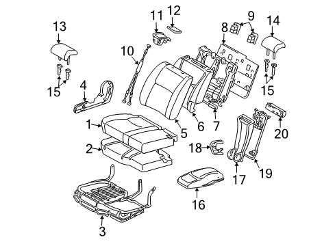 2007 Toyota Highlander Second Row Seats Cushion Frame Diagram for 71650-48020
