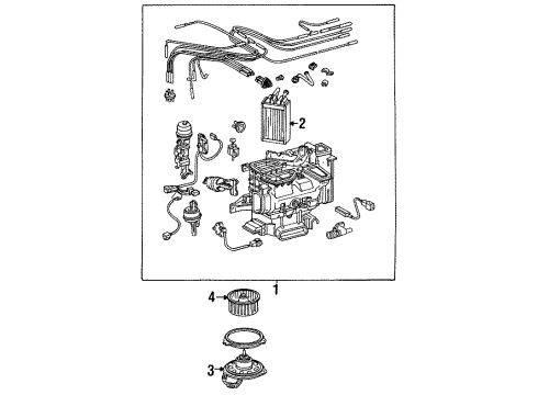 1985 Toyota Cressida Heater Components Motor Sub-Assy, Heater Blower Diagram for 87104-22140
