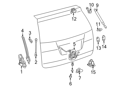 2015 Toyota Sienna Lift Gate Rod Bracket Diagram for 68956-08050