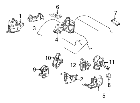 2008 Toyota RAV4 Engine & Trans Mounting Side Mount Bracket Diagram for 12315-31110