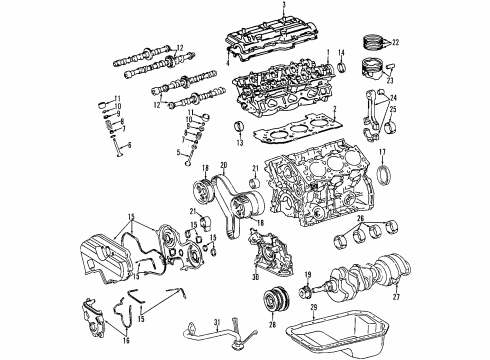 2001 Toyota Tundra Engine Parts, Mounts, Cylinder Head & Valves, Camshaft & Timing, Oil Cooler, Oil Pan, Oil Pump, Crankshaft & Bearings, Pistons, Rings & Bearings Upper Cover Diagram for 11322-62901