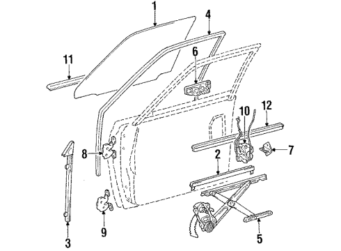 1986 Toyota Tercel Front Door - Glass & Hardware Front Door Outside Handle Assembly Right Diagram for 69210-16040