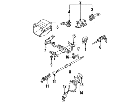 1996 Toyota Celica Steering Column Housing & Components, Shaft & Internal Components, Shroud, Switches & Levers Clock Spring Diagram for 84306-35011