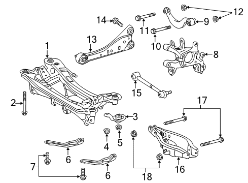 2013 Scion tC Rear Suspension, Lower Control Arm, Upper Control Arm, Stabilizer Bar, Suspension Components Suspension Crossmember Diagram for 51206-12161