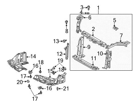 2002 Toyota Prius Radiator Support Mud Guard Fastener Diagram for 90467-09166