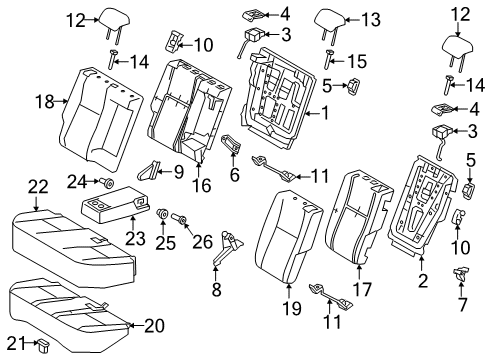 2018 Toyota Corolla iM Rear Seat Components Armrest Diagram for 72830-12780-C5