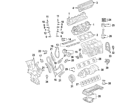 2004 Toyota 4Runner Engine Parts, Mounts, Cylinder Head & Valves, Camshaft & Timing, Oil Cooler, Oil Pan, Oil Pump, Crankshaft & Bearings, Pistons, Rings & Bearings Secondary Chain Diagram for 13507-AD010
