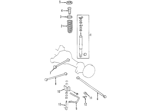 2002 Toyota Land Cruiser Rear Suspension Components, Lower Control Arm, Upper Control Arm, Stabilizer Bar Shock Absorber Diagram for 48531-69557
