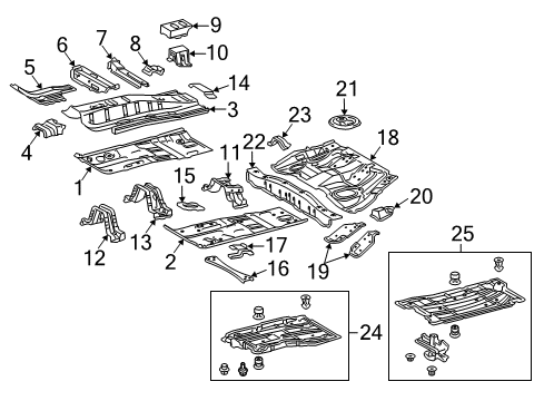 2013 Toyota Prius Plug-In Pillars, Rocker & Floor - Floor & Rails Center Floor Pan Diagram for 58211-47070
