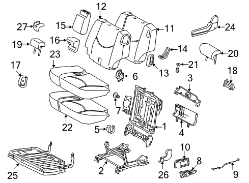 2010 Toyota RAV4 Second Row Seats Seat Back Frame Diagram for 71018-0R011