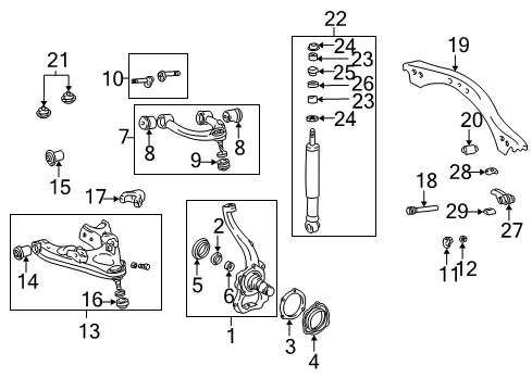 2006 Toyota Land Cruiser Front Suspension Components, Lower Control Arm, Upper Control Arm, Ride Control, Stabilizer Bar Adjust Nut Diagram for 90178-A0001