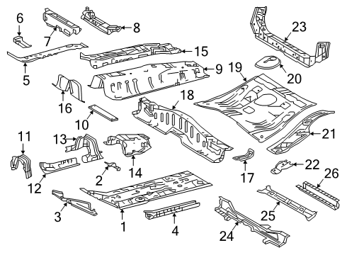 2022 Toyota Corolla Floor & Rails Crossmember Extension Diagram for 57188-47030