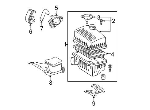 2007 Toyota Camry Powertrain Control Air Inlet Duct Diagram for 17750-28040
