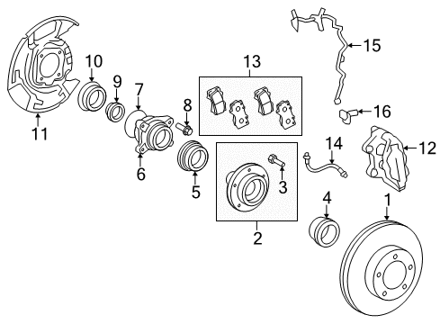 2014 Toyota Tundra Anti-Lock Brakes Front Hub Diagram for 43502-0C021