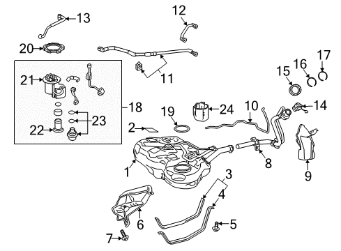 2010 Toyota Prius Fuel Supply Fuel Pump Assembly Lock Ring Diagram for 77144-47040